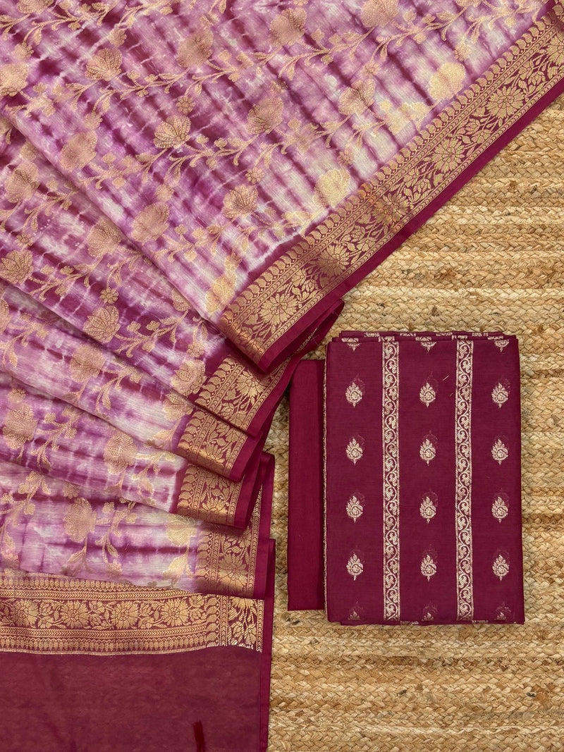 Exclusive Banarasi chanderi Silk Unstitched Suit with Zari Weaving