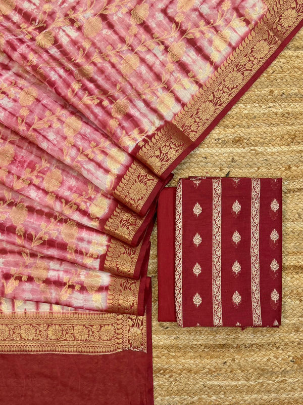 Exclusive Banarasi chanderi Silk Unstitched Suit with Zari Weaving