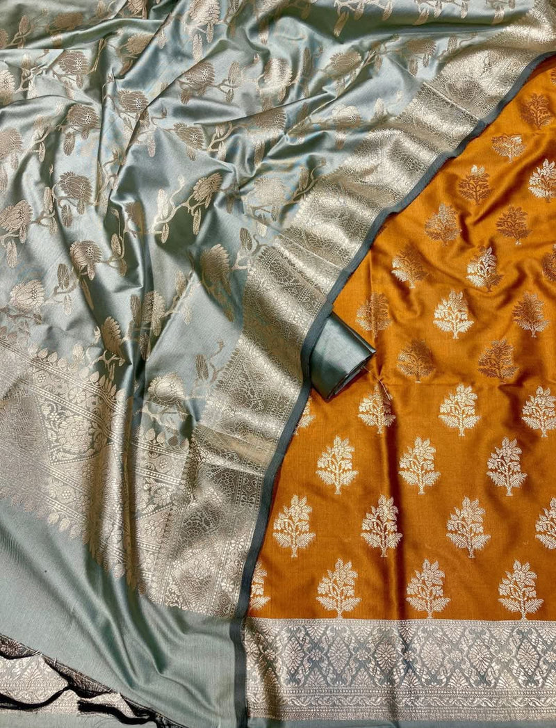 Exclusive Banarasi Silk 3 pc Unstitched suit