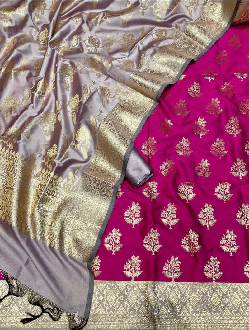 Exclusive Banarasi Silk 3 pc Unstitched suit