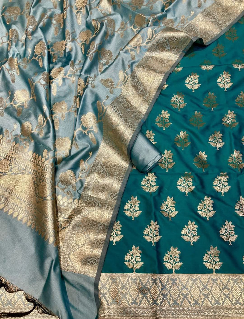 Exclusive Banarasi Silk 3 pc Unstitched suit