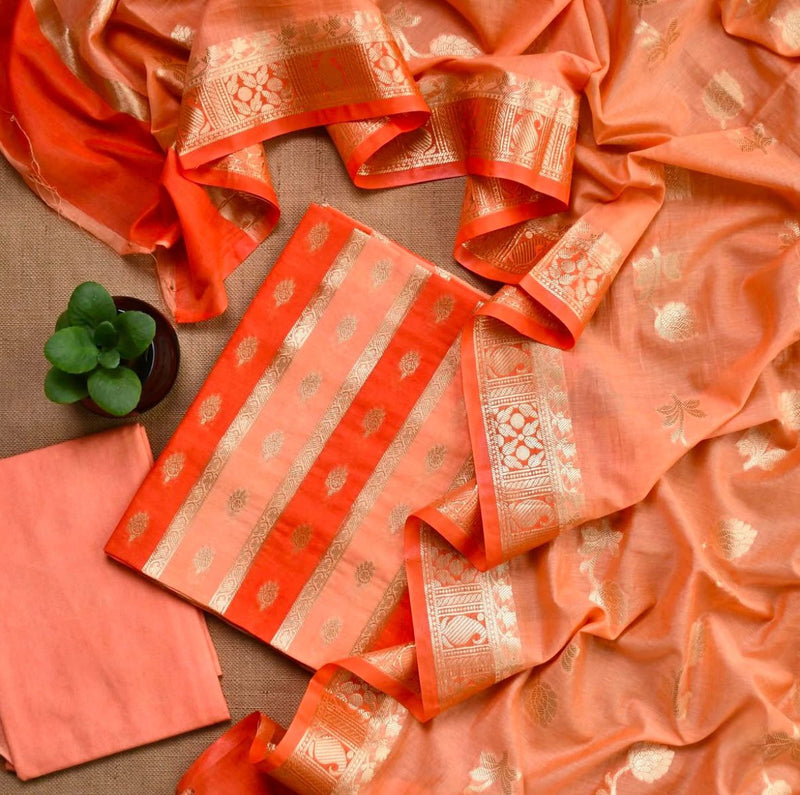 Exclusive Banarasi Chanderi 3 pc Unstitched suit