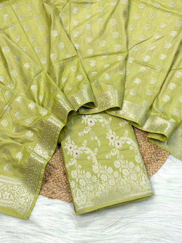 Exclusive Banarasi Chiniya Silk 3 pc Unstitched suit