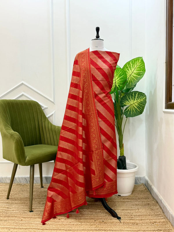 Exclusive Banarasi Dola Silk 3 pc Unstitched suit