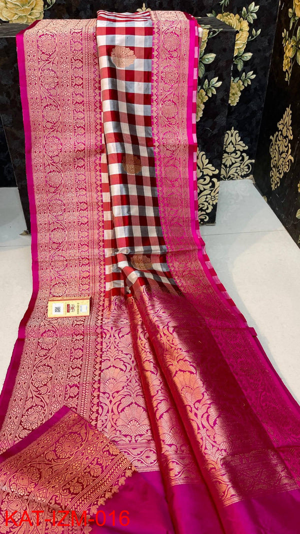 Pure Handloom Banarasi Katan Silk Meenakri Work Saree with Antique Zari Work and silk mark certified