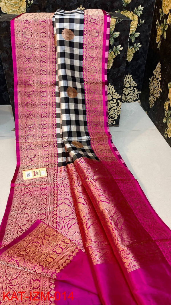 Pure Handloom Banarasi Katan Silk Meenakri Work Saree with Antique Zari Work and silk mark certified