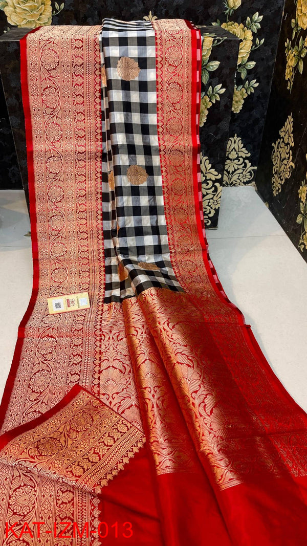 Pure Handloom Banarasi Katan Silk Meenakri Work Saree with Antique Zari Work and silk mark certified