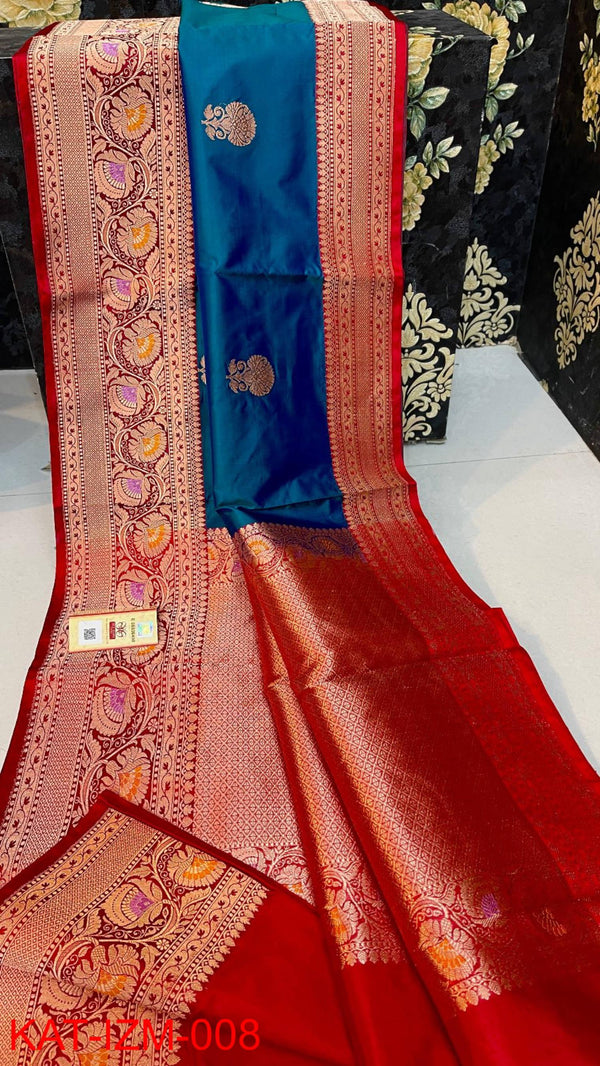 Pure Handloom Banarasi Katan Silk Meenakri Work Saree with Antique Zari Work and silk mark certified