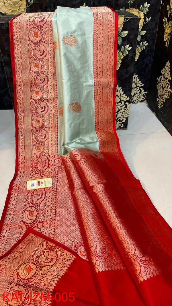 Pure Handloom Banarasi Katan Silk Meenakri Work Saree with Antique Zari Work and silk mark certified