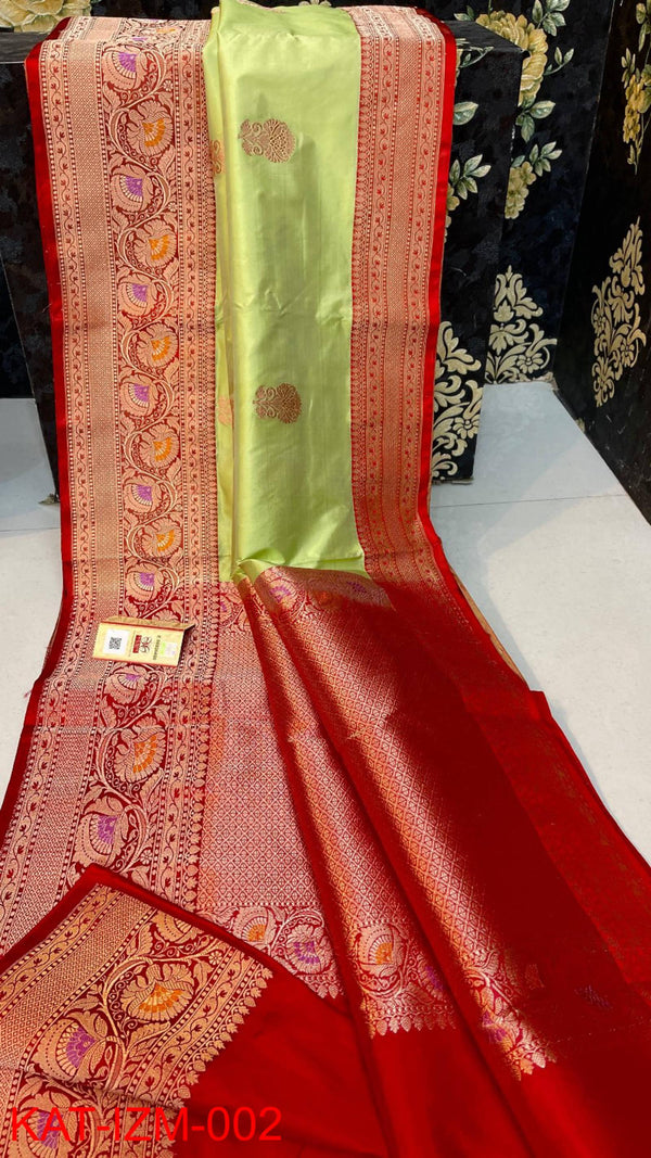 Pure Handloom Banarasi Katan Silk Meenakri Work Saree with Antique Zari Work and silk mark certified