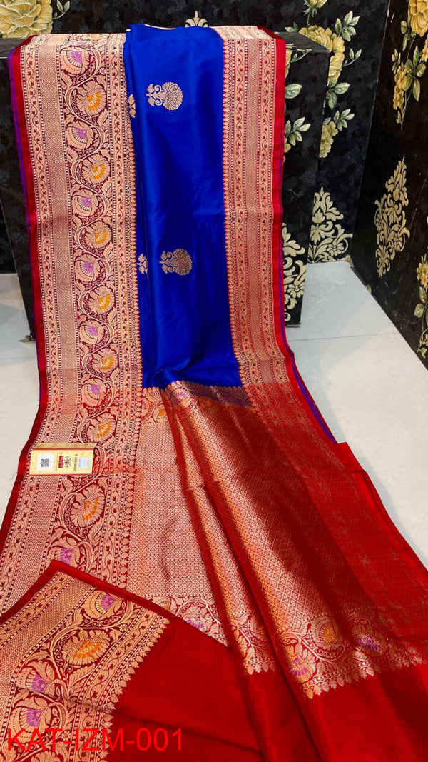 Pure Handloom Banarasi Katan Silk Meenakri Work Saree with Antique Zari Work and silk mark certified