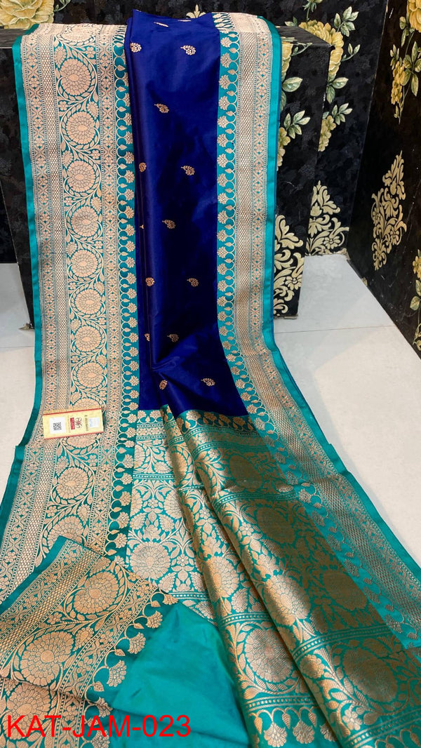 Pure  Banarasi Handloom Katan Silk Antique Zari Saree With Blouse.