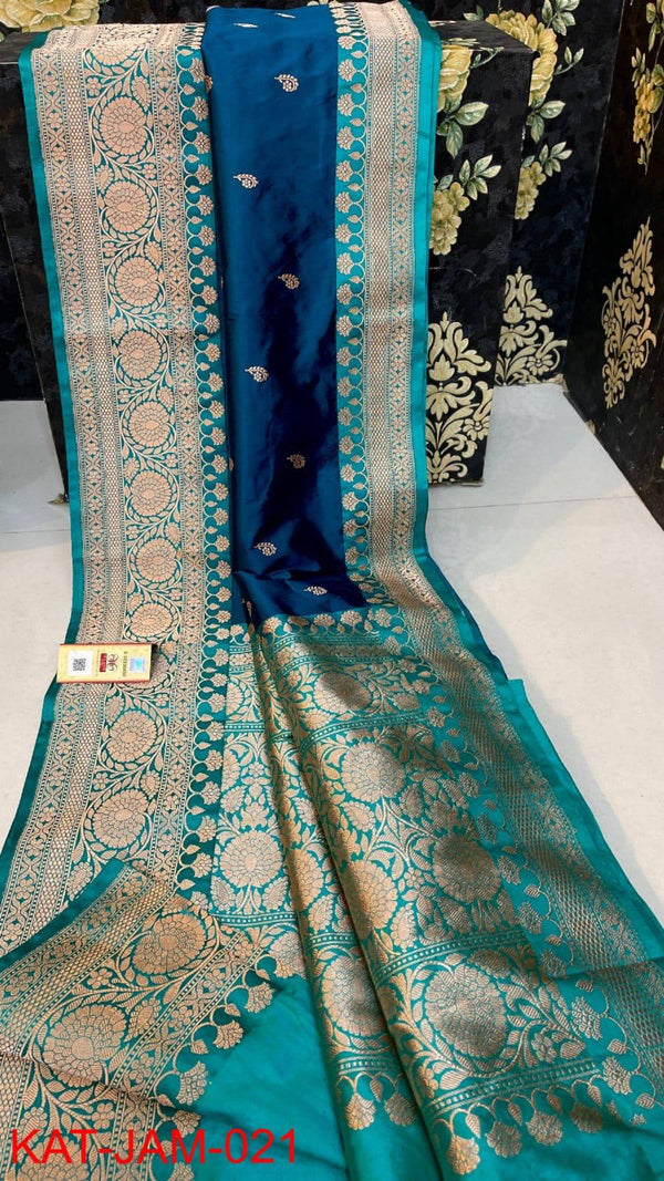 Pure  Banarasi Handloom Katan Silk Antique Zari Saree With Blouse.