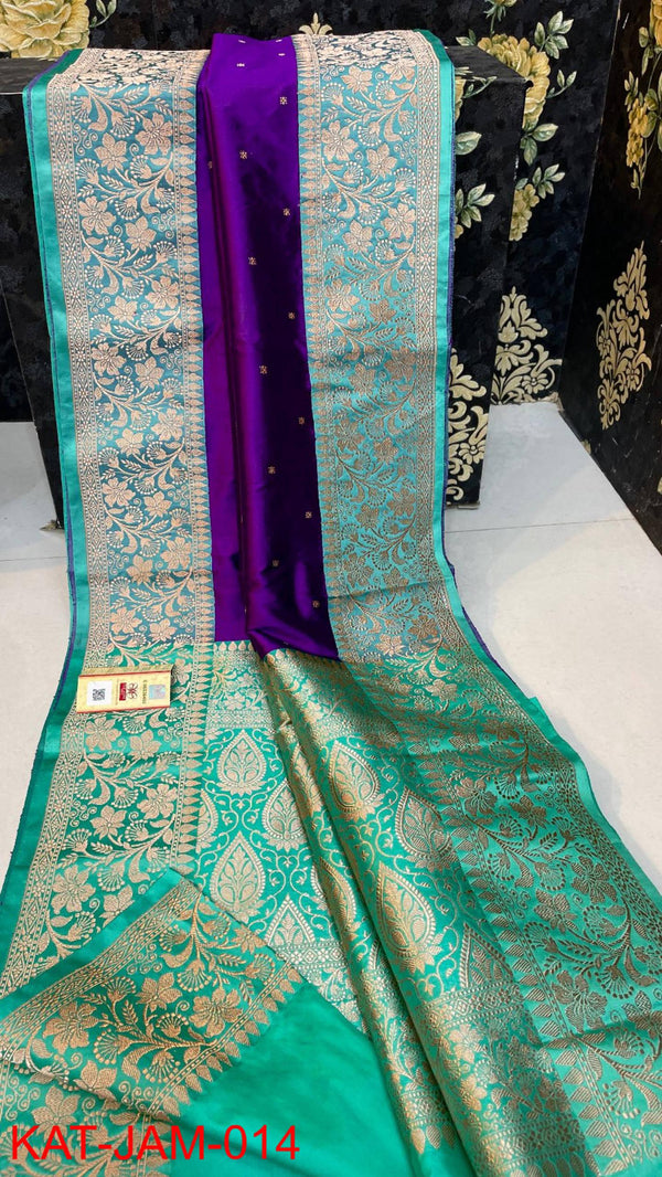 Pure  Banarasi Handloom Katan Silk Antique Zari Saree With Blouse.