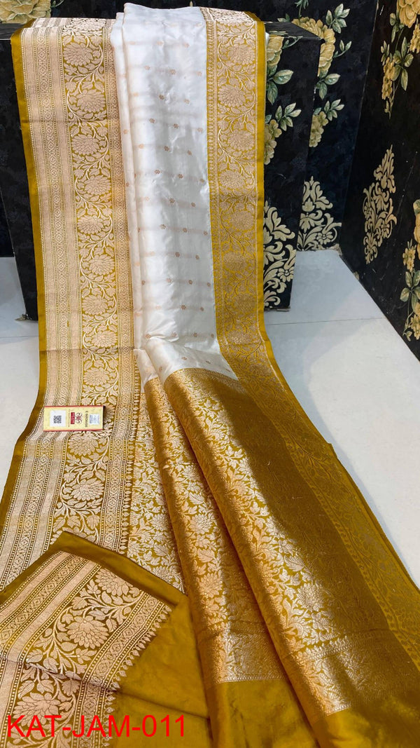 Pure  Banarasi Handloom Katan Silk Antique Zari Saree With Blouse.