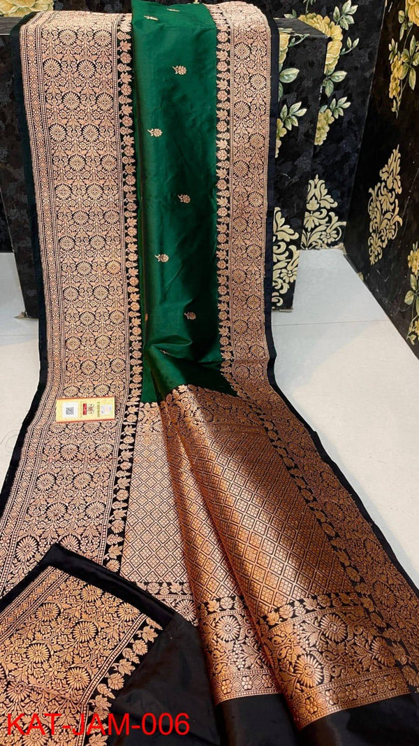 Pure  Banarasi Handloom Katan Silk Antique Zari Saree With Blouse.