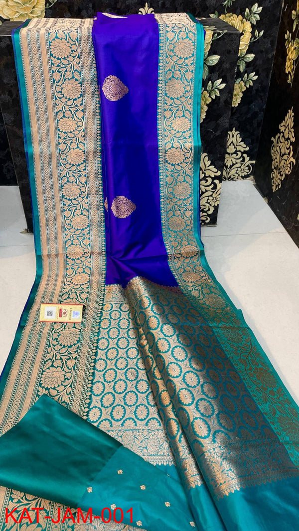 Pure  Banarasi Handloom Katan Silk Antique Zari Saree With Blouse.