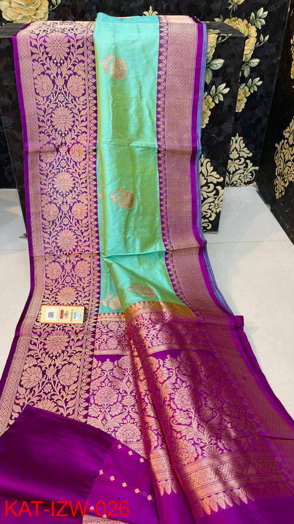 Pure  Banarasi Handloom Katan Silk Antique Zari Saree With Blouse.