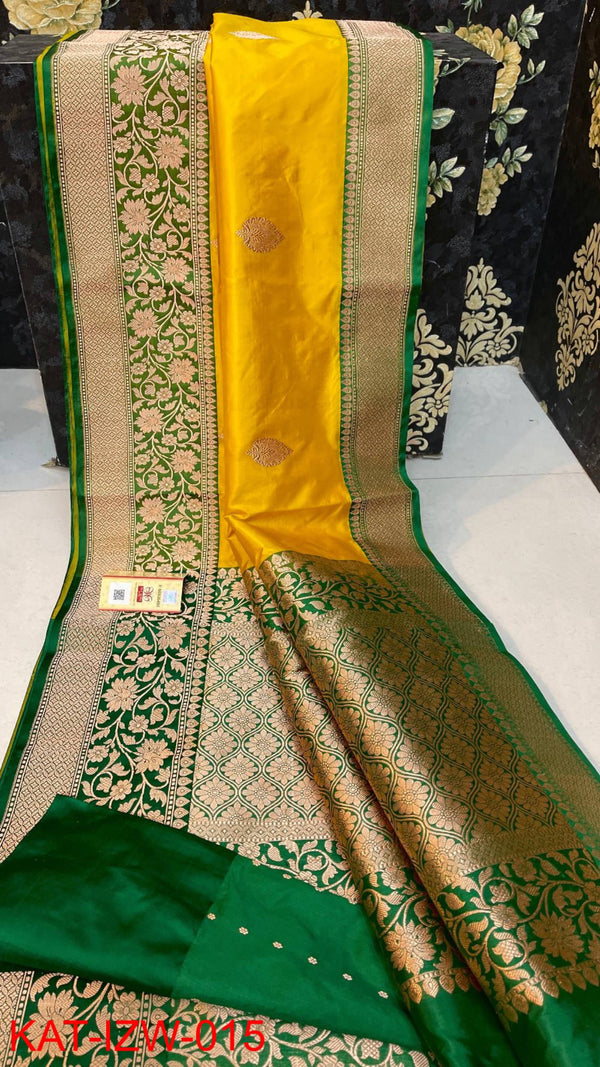 Pure  Banarasi Handloom Katan Silk Antique Zari Saree With Blouse.