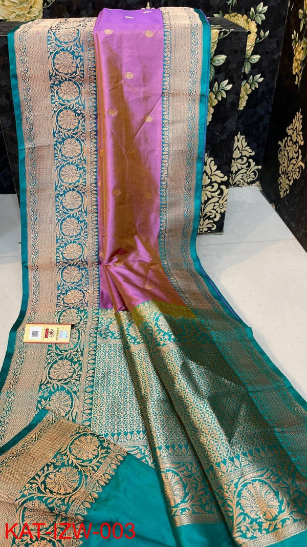 Pure  Banarasi Handloom Katan Silk Antique Zari Saree With Blouse.