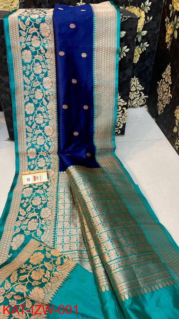 Pure  Banarasi Handloom Katan Silk Antique Zari Saree With Blouse.