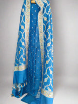 Premium Quality Handloom Weaved Pure Munga Silk 3pc Unstitched Suit with Zari Weaved Brush Paint Munga Dupatta