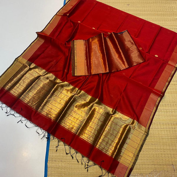 Handloom Maheshwari Tissue Silk 2 pc Unstitched Suit