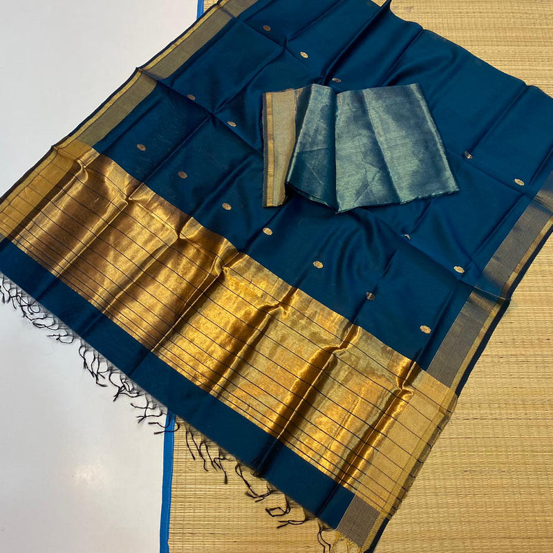 Handloom Maheshwari Tissue Silk 2 pc Unstitched Suit