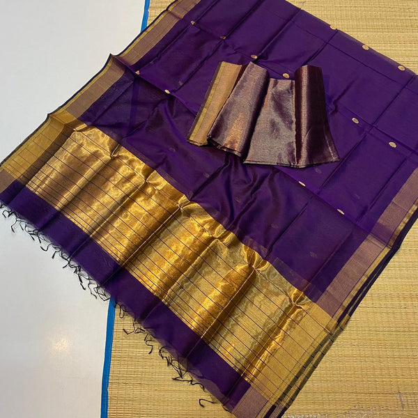 Handloom Maheshwari Tissue Silk 2 pc Unstitched Suit