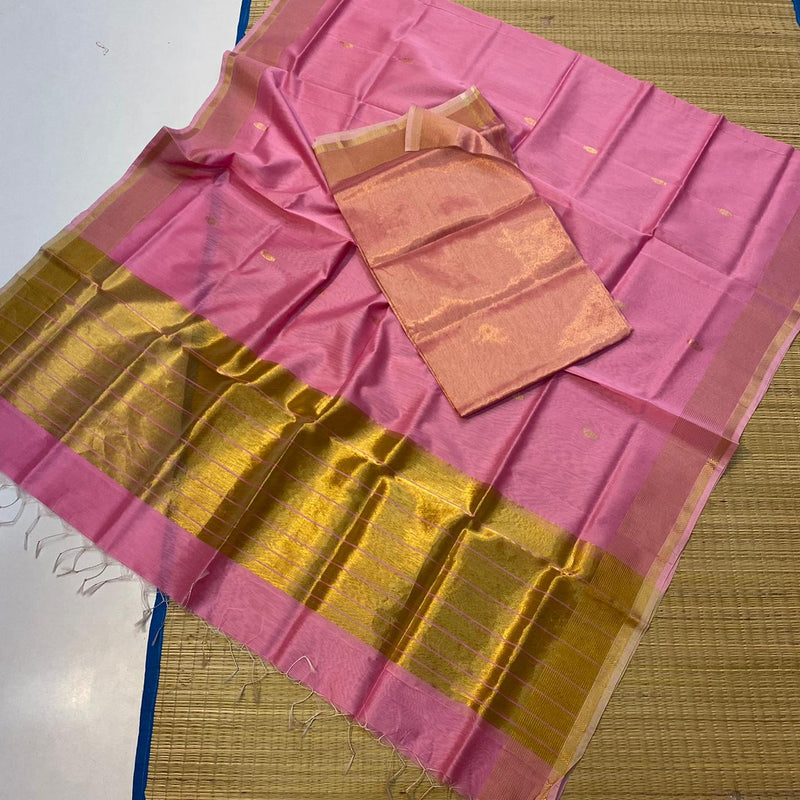 Handloom Maheshwari Tissue Silk 2 pc Unstitched Suit