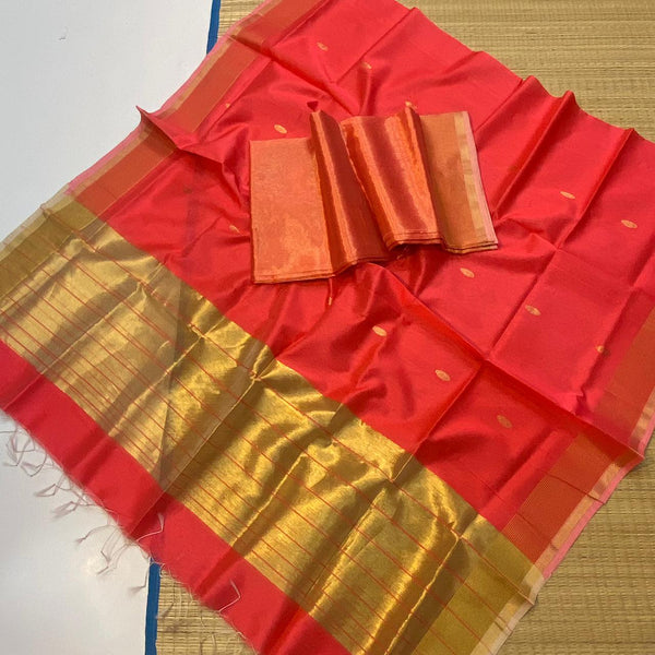 Handloom Maheshwari Tissue Silk 2 pc Unstitched Suit