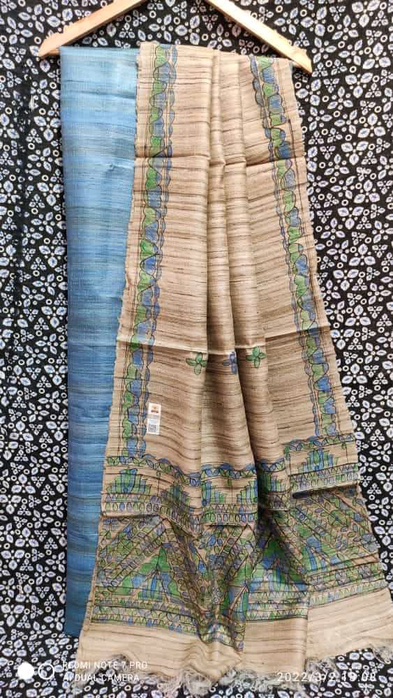 Pure Katan Giccha Silk 2 PC Unstitched Suit with Madhubani Print Dupatta