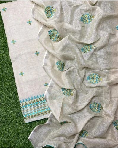 Premium Quality Bhagalpuri Slub Linen 3 Pc Unstitched Suit