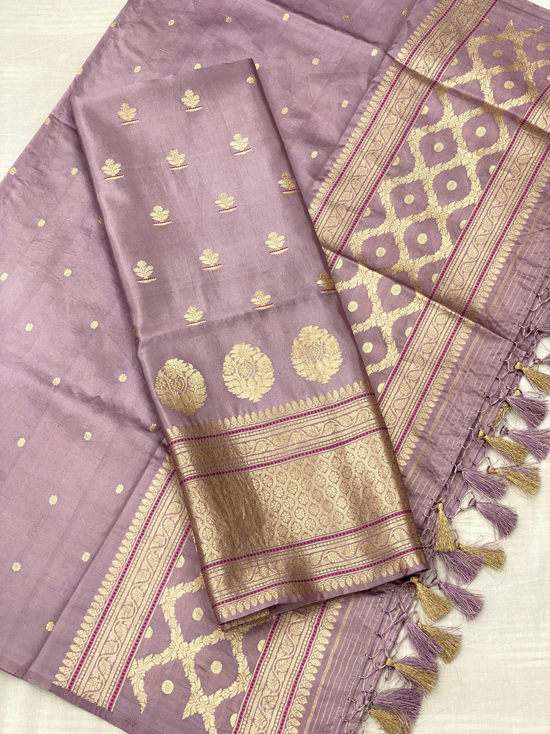 Pure Munga Silk Handloom weaved Unstitched Suit with Munga silk Dupatta