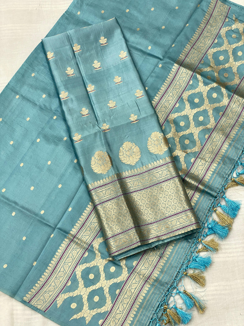 Pure Munga Silk Handloom weaved Unstitched Suit with Munga silk Dupatta