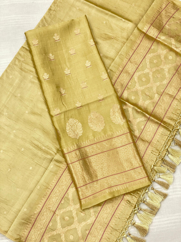 Pure Munga Silk Handloom weaved Unstitched Suit with Munga silk Dupatta