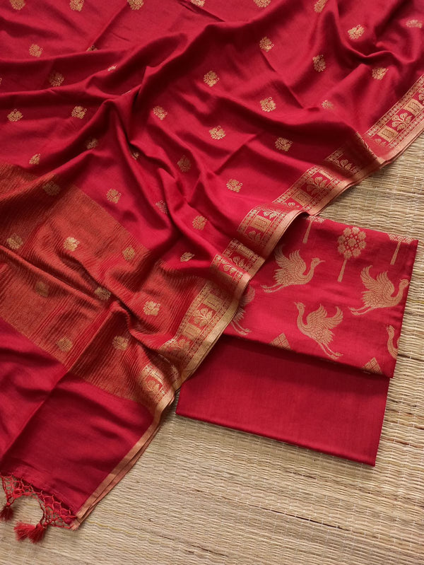 Pure Munga Silk Handloom weaved Unstitched Suit