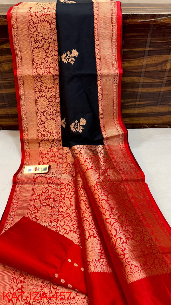 Pure Handloom Banarasi Katan Silk Saree with Antique Zari Work and silk mark certified