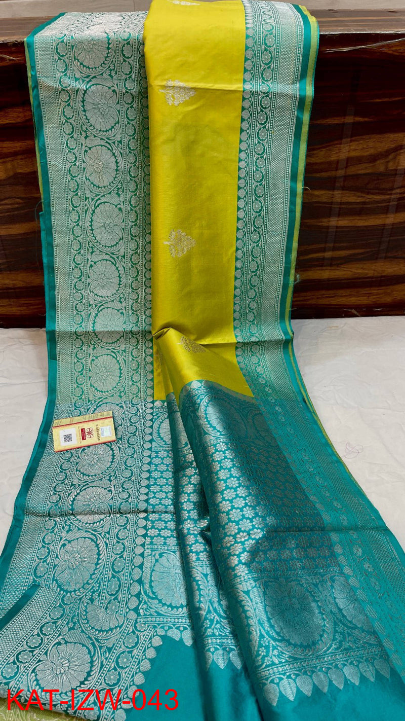 Pure Handloom Banarasi Katan Silk Saree with Antique Zari Work and silk mark certified