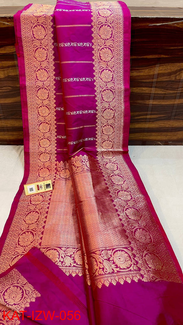 Pure Handloom Banarasi Katan Silk Saree with Antique Zari Work and silk mark certified