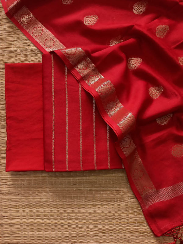 Exclusive Pure Banarasi Chanderi Silk Unstitched Suit