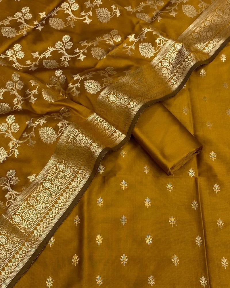 Banarasi Silk Unstitched Suit set