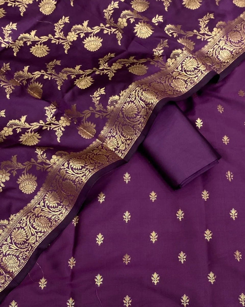 Banarasi Silk Unstitched Suit set