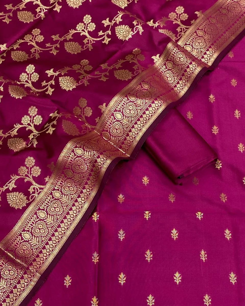 Banarasi Silk Unstitched Suit set