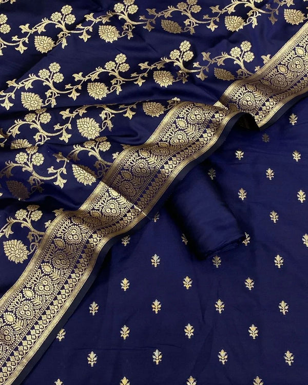 Banarasi Silk Unstitched Suit set