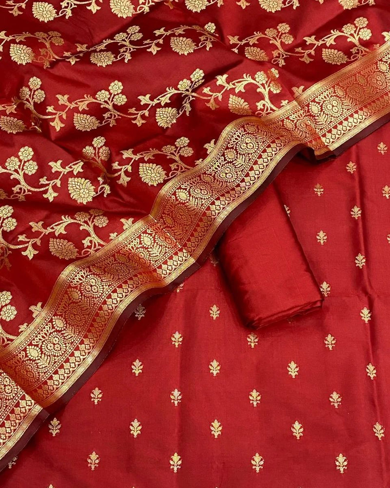 Banarasi Silk Unstitched Suit set