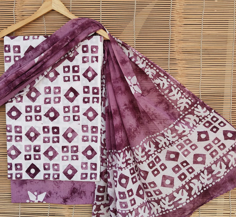 Pure Cotton Hand Block Printed Unstitched Suit set