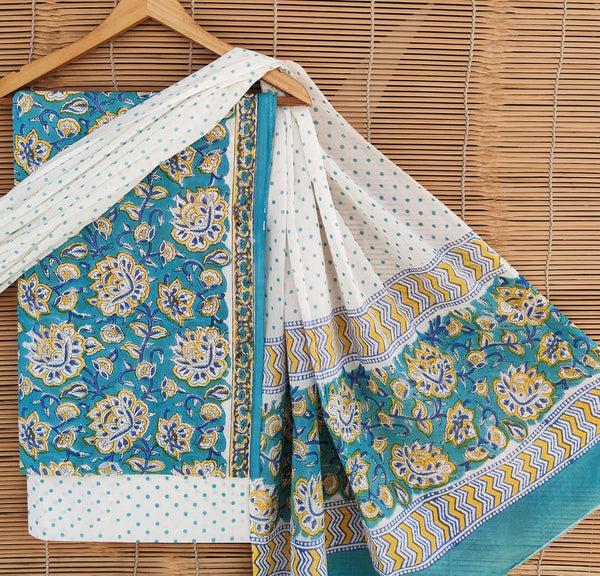 Pure Cotton Hand Block Printed Unstitched Suit set