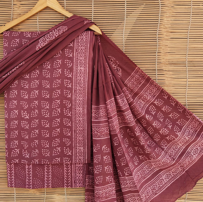 Pure Cotton Hand Block Printed Unstitched Suit set