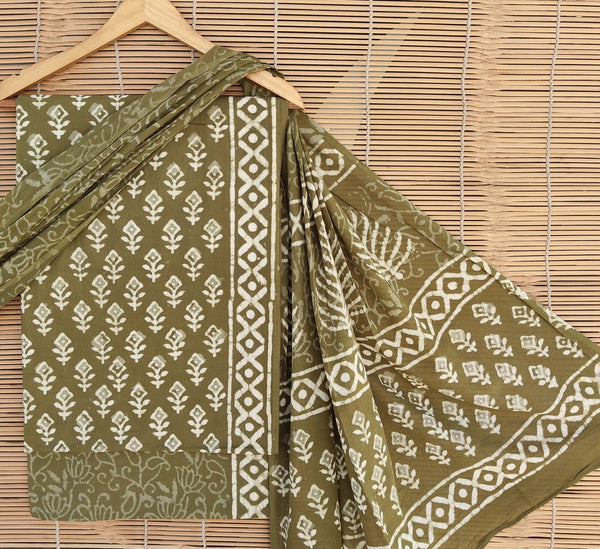 Pure Cotton Hand Block Printed Unstitched Suit set